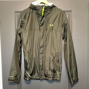 Under Armour Men's Olive Windbreaker with Yellow Accents